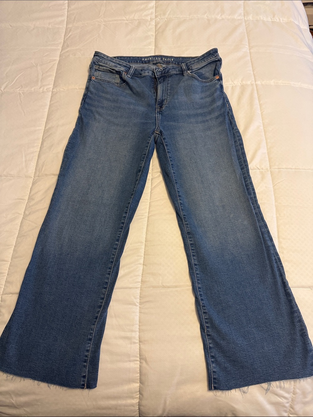 American Eagle Outfitters Blue Wide-Leg High-Rise Jeans